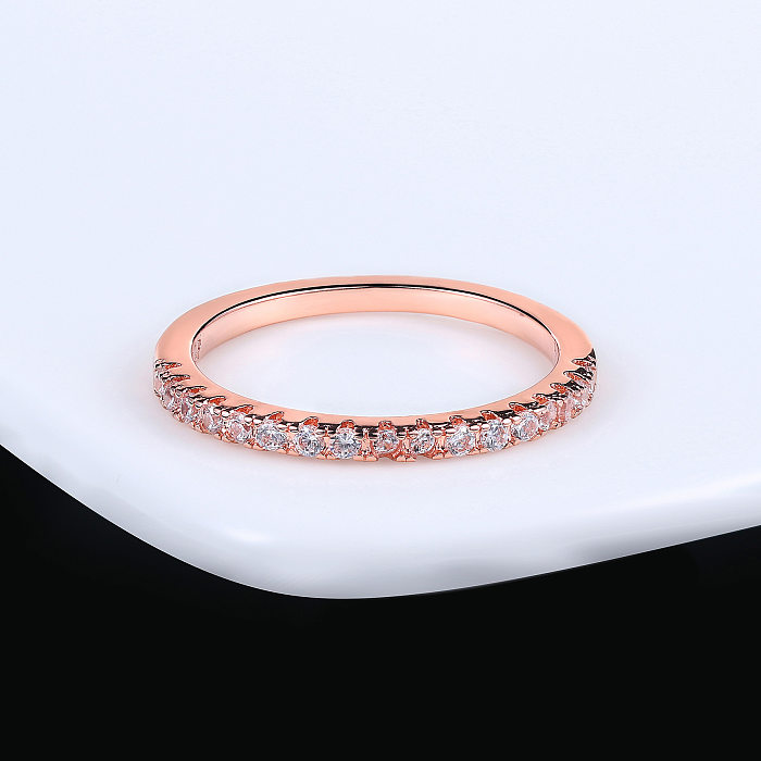 Anéis de zircão embutidos de cobre de cor sólida estilo simples
