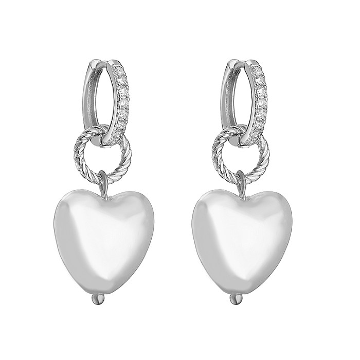 Elegante süße einfache Art-Herz-Form-Kupfer-Beschichtung-Inlay-künstliche Perlen-Zirkon-18K Gold überzogene Ohrringe-Halskette