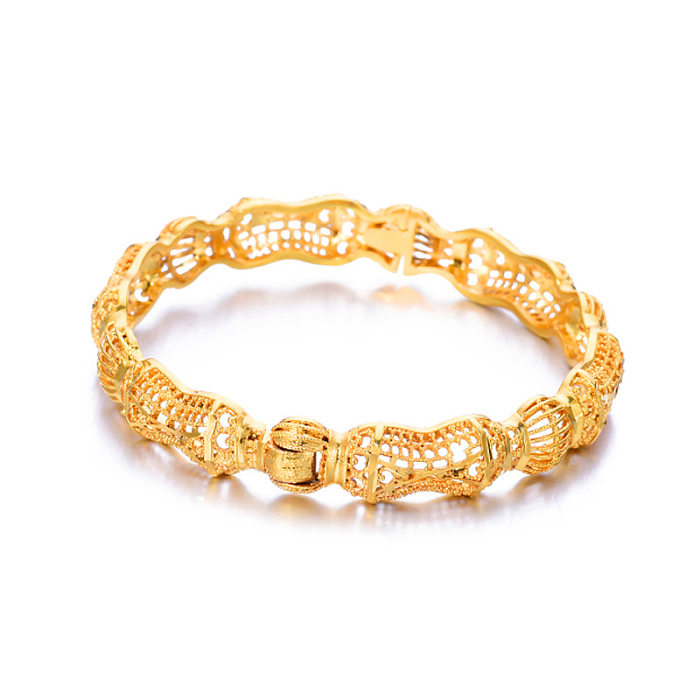 Ethnic Style Solid Color Copper Plating Gold Plated Bangle