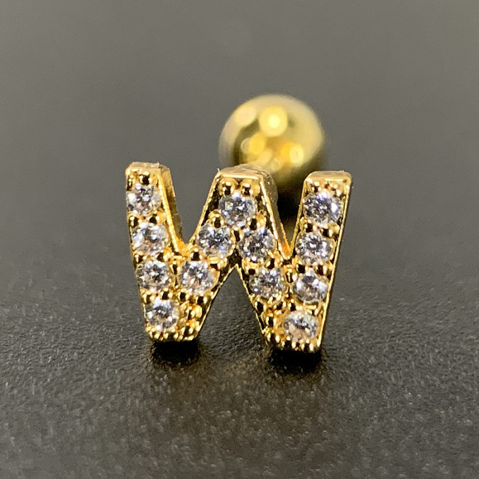 Pendientes con incrustaciones de letras de estilo simple de 1 pieza con circonita de cobre