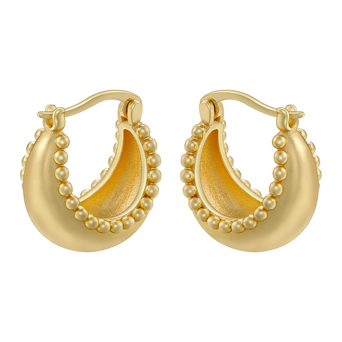 1 Pair Vintage Style Simple Style Oval Twist Irregular Plating Copper 18K Gold Plated Earrings