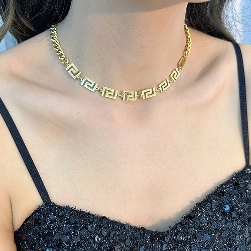 Streetwear-Ohrring-Halskette aus einfarbigem Titanstahl
