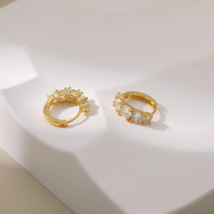 Europeu e americano retro comércio exterior novo 18k banhado a ouro pequeno anel de orelha outono inverno moda zircão brincos de estilo de luxo acessível para mulheres