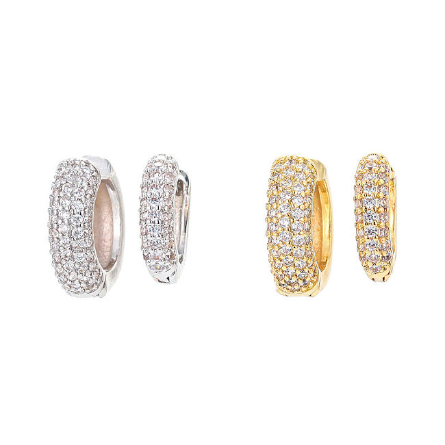 Hip-hop Micro-inlaid Zircon C-shaped Earrings