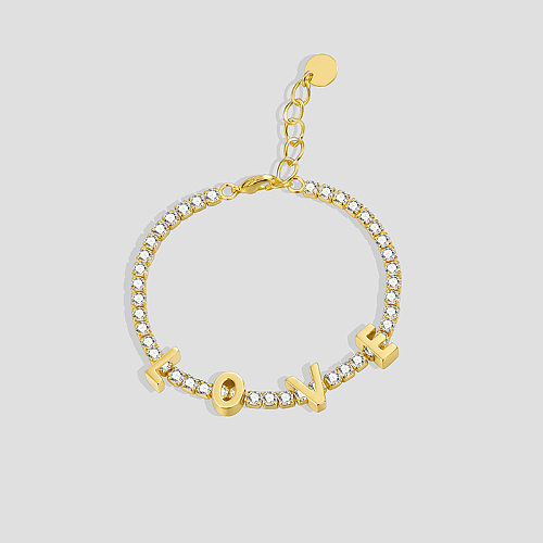 Bracelets plaqués or 18 carats avec incrustation de cuivre avec lettre brillante
