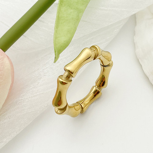 Anéis banhados a ouro de bambu de cor sólida de estilo simples