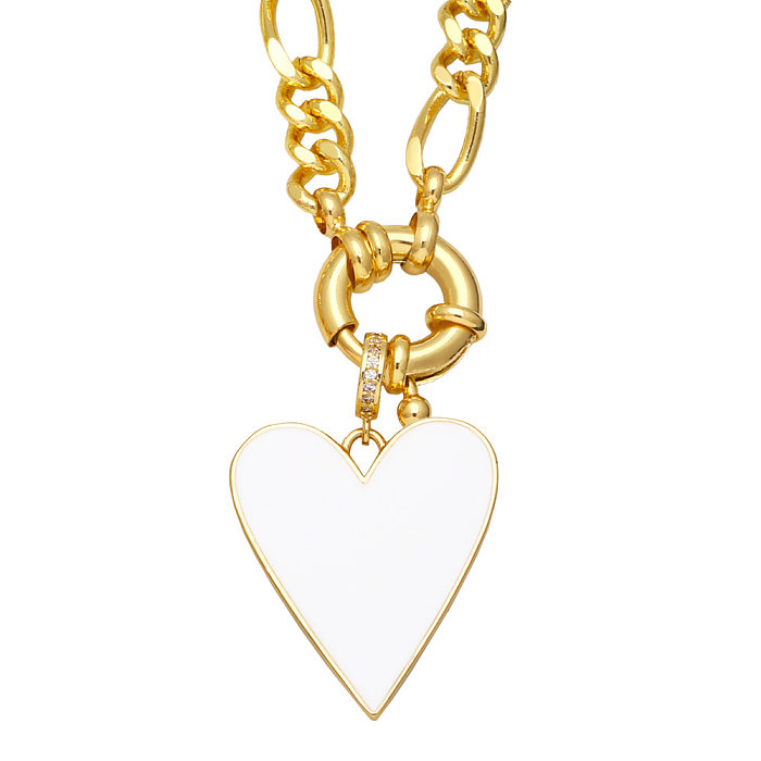 Fashion Heart Shape Copper Necklace Patchwork Zircon Copper Necklaces