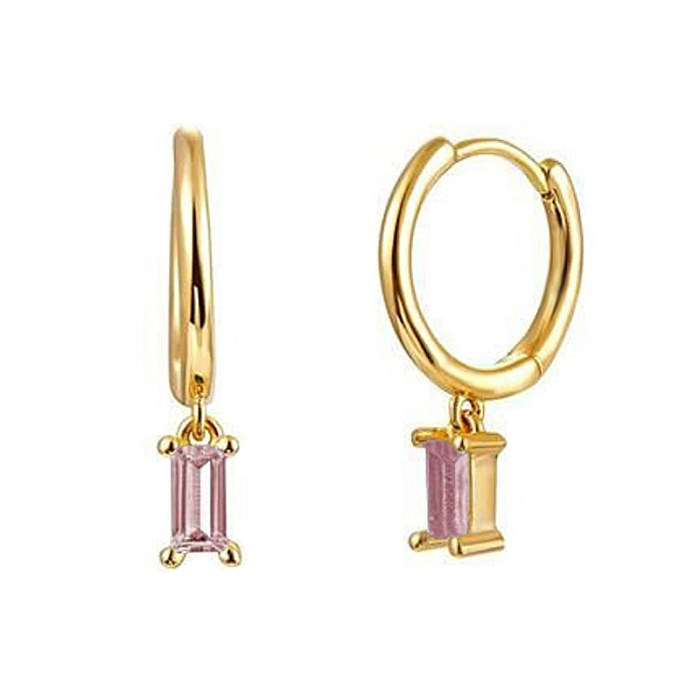 Women'S Fashion Square Copper Earrings Inlaid Zircon Zircon Copper Earrings