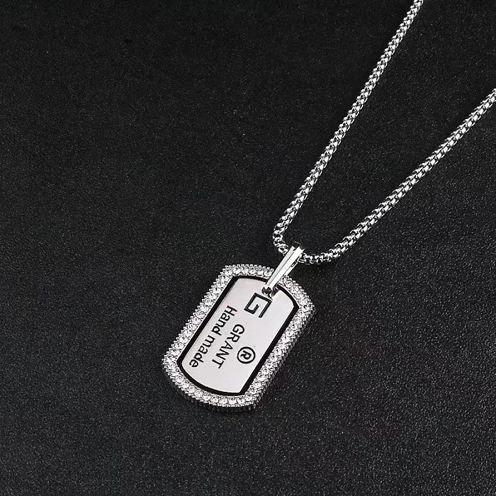 Fashion Bear Titanium Steel Plating Inlay Artificial Diamond Pendant Necklace 1 Piece