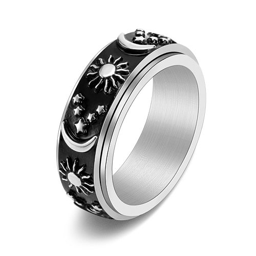 Fashion Star Moon Stainless Steel Plating Rings