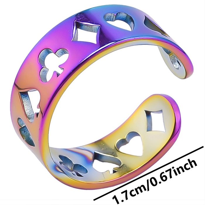 Simple Style Solid Color Stainless Steel Hollow Out Rings