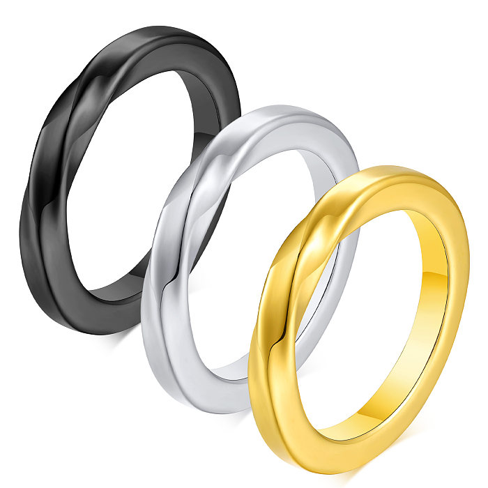 Simple Style Solid Color Stainless Steel 18K Gold Plated Rings In Bulk