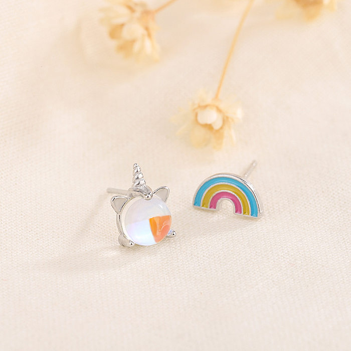 Fashion Rainbow Copper Plating Ear Studs 1 Pair