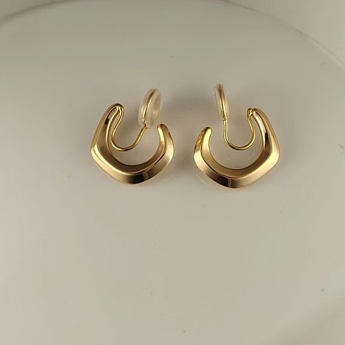 1 paire de boucles d'oreilles en cuivre plaqué géométrique, streetwear décontracté