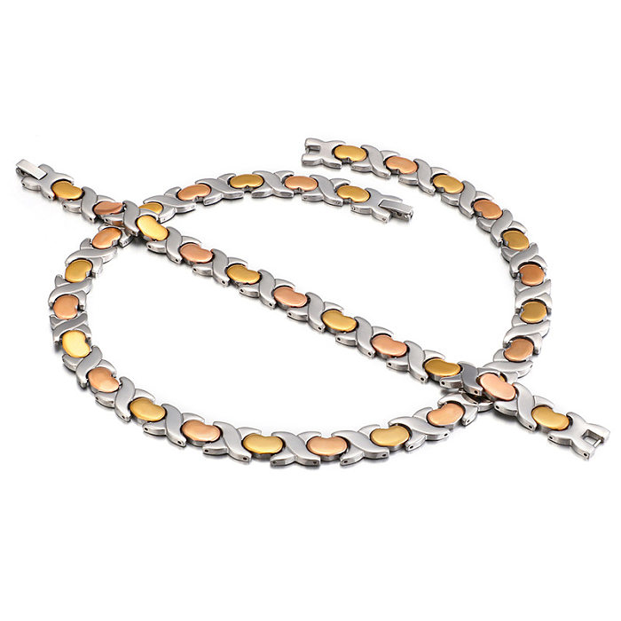 Europäisches und amerikanisches geometrisches Titanstahl-Damenarmband-Halsketten-Set im Großhandel