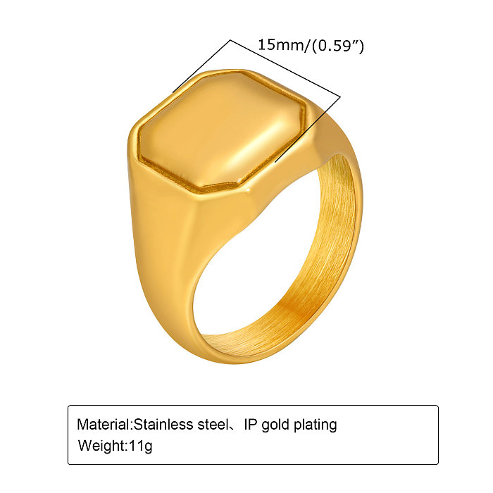 Simple Style Square Stainless Steel 18K Gold Plated Rings In Bulk