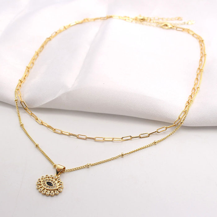 Casual Solid Color Copper Plating Inlay Zircon Gold Plated Pendant Necklace