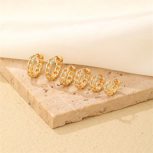 1 Pair Casual Simple Style Round Plating Hollow Out Copper Gold Plated Earrings