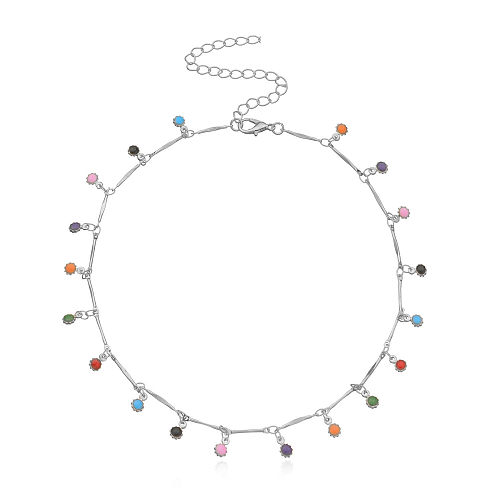 Simple Style Round Copper Enamel Chain Gold Plated Silver Plated Necklace