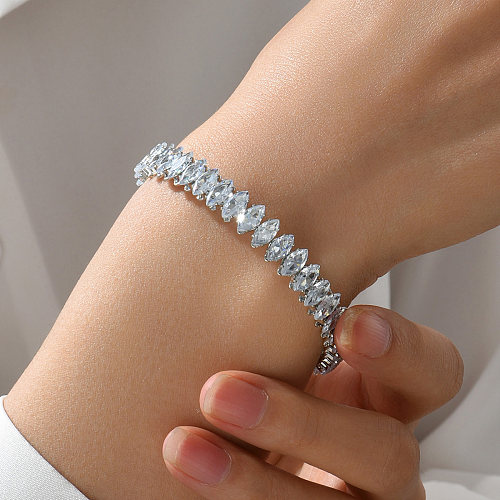 Bracelet classique en Zircon, plaqué cuivre, couleur or blanc 18 carats, nouvelle mode