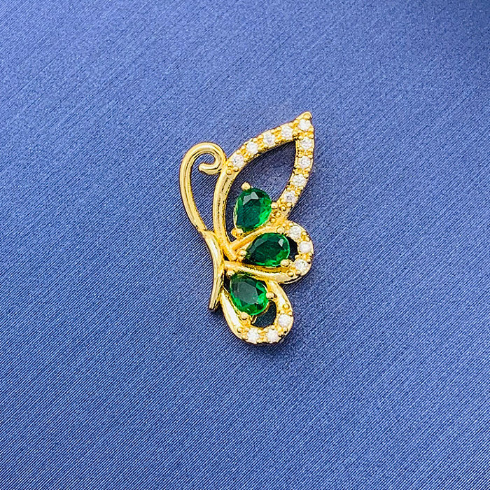 Simple Style Swan Heart Shape Butterfly Copper Irregular Rhinestones Opal Pendant Necklace