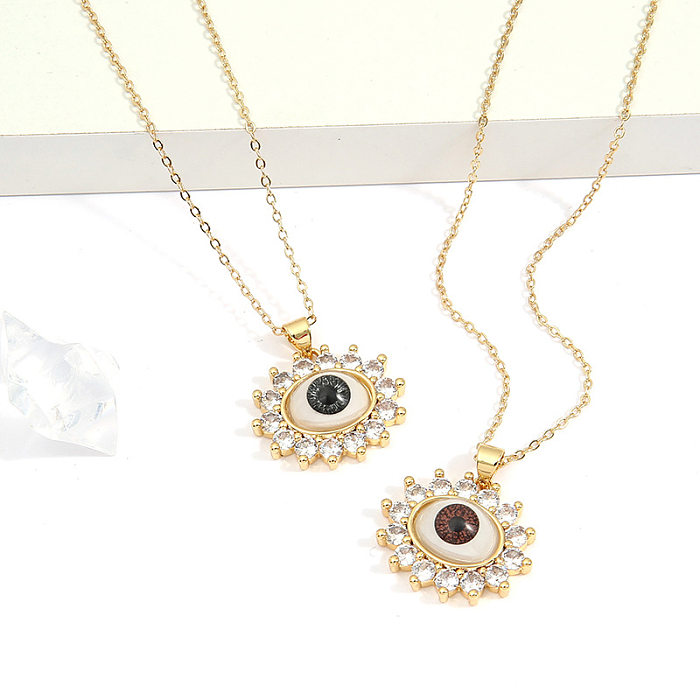 Fashion Eye Copper Necklace Inlaid Zircon Copper Necklaces