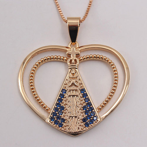 IG Style Vintage Style Heart Shape Copper Gold Plated Zircon Necklace In Bulk