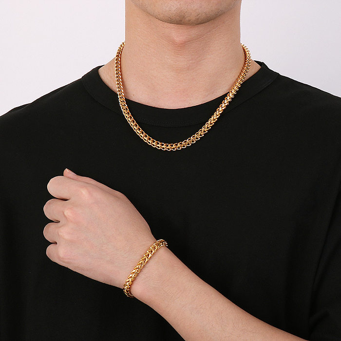 Punk-Armband-Halskette mit einfarbiger Titan-Stahlbeschichtung