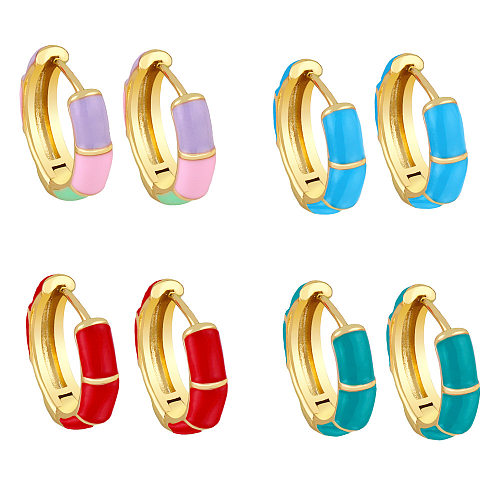 Boucles d'oreilles géométriques en cuivre multicolores pour femmes, européennes et américaines, vente en gros