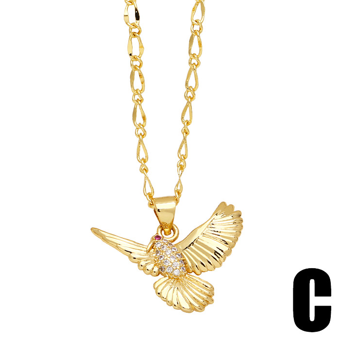 أزياء بسيطة نمط الطيور النحاس 18K الذهب مطلي الزركون قلادة بكميات كبيرة