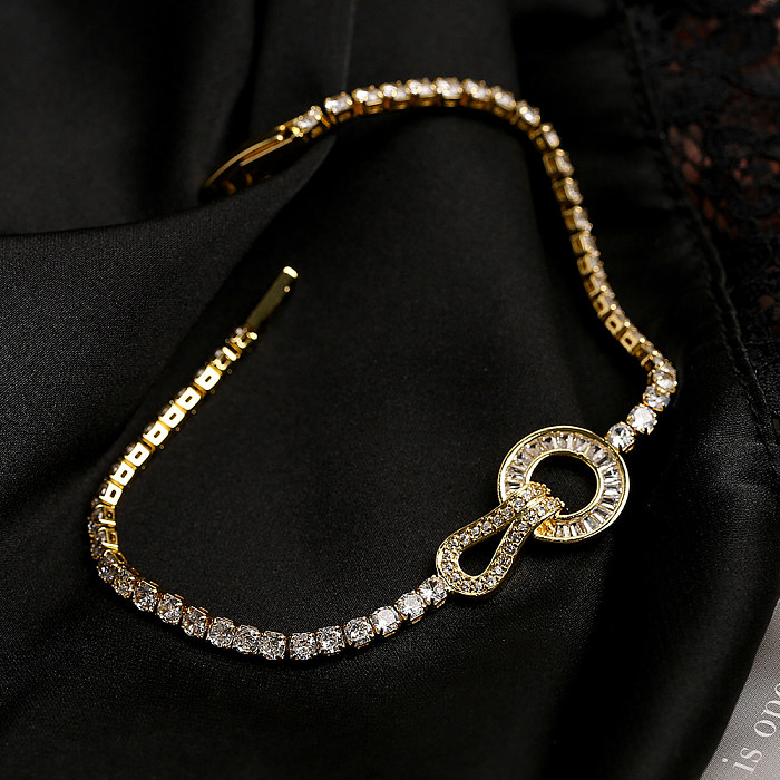 Bracelets plaqués or 18 carats avec incrustation de cuivre de couleur unie géométrique brillante