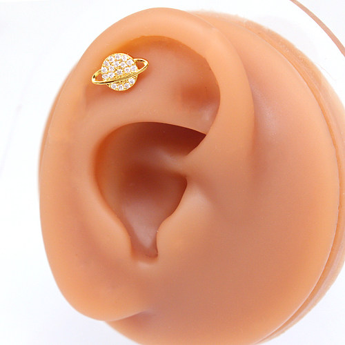 1 Piece Cute Sweet Solid Color Plating Inlay Stainless Steel Copper Zircon Gold Plated Ear Studs