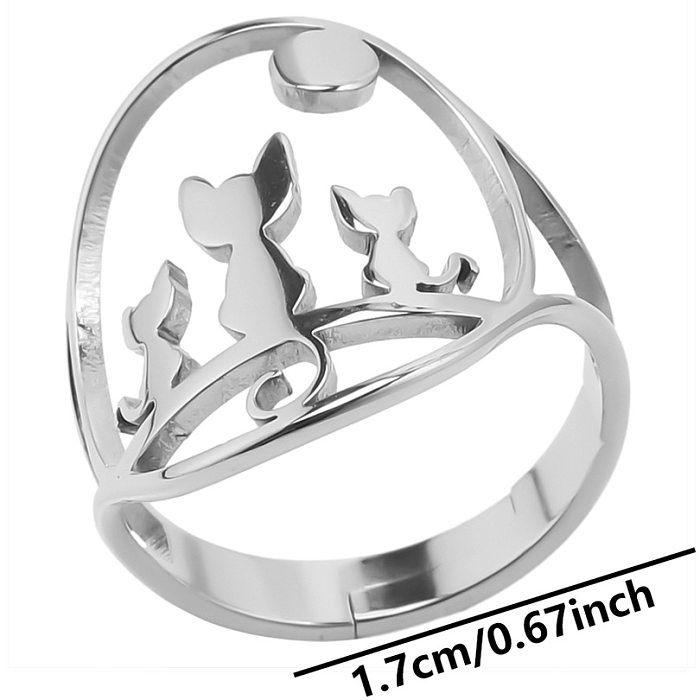 Wholesale Casual Cat Stainless Steel Open Rings