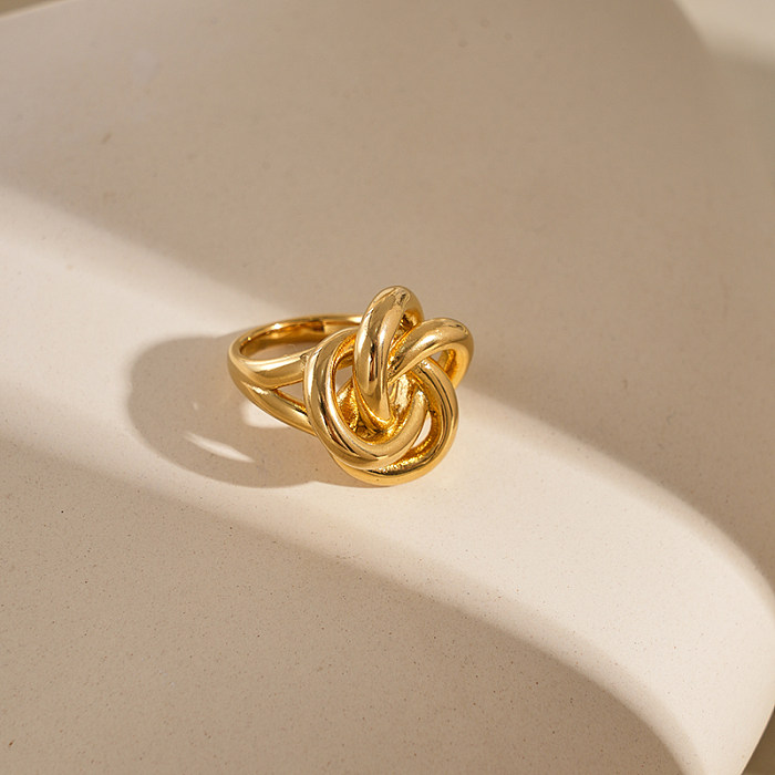 Atacado casual estilo moderno linhas artísticas chapeamento de aço inoxidável anéis banhados a ouro