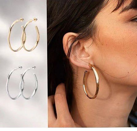 1 Pair Elegant Simple Style C Shape Plating Copper Silver Plated Ear Studs