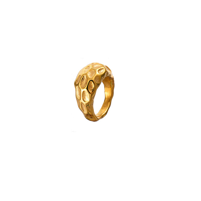 Venda por atacado de anéis banhados a ouro com revestimento de aço inoxidável de cor sólida para férias casuais