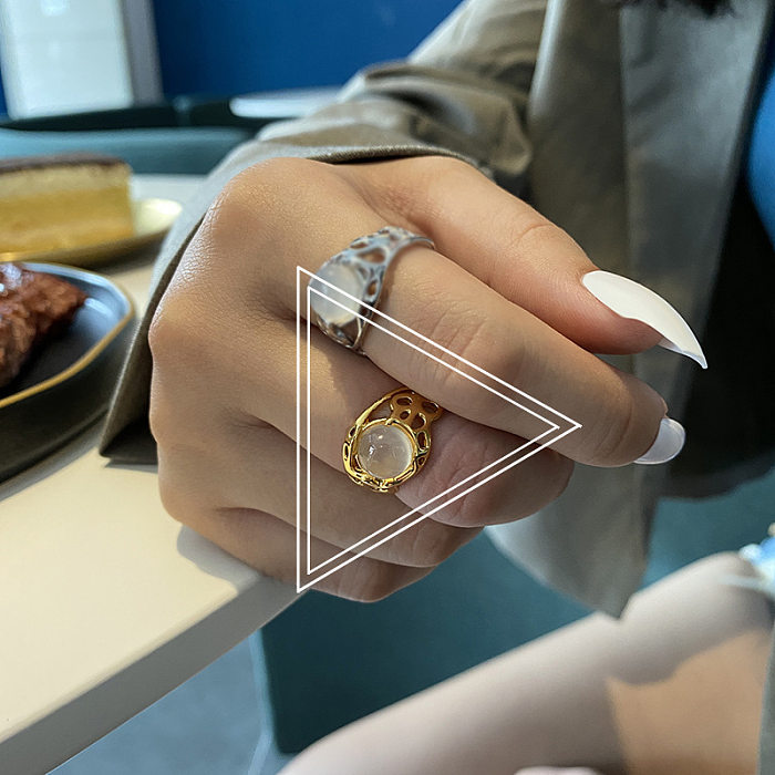 الفرنسية العسل الجوف أوبال ضوء فاخر الفضة مطلي خاتم النحاس الإناث بالجملة