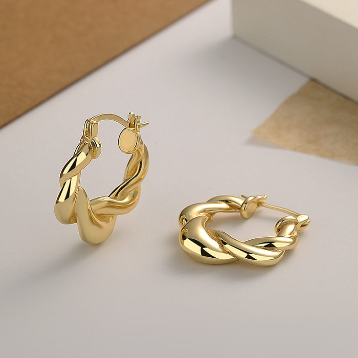1 Pair Simple Style Solid Color Plating Copper 18K Gold Plated Earrings
