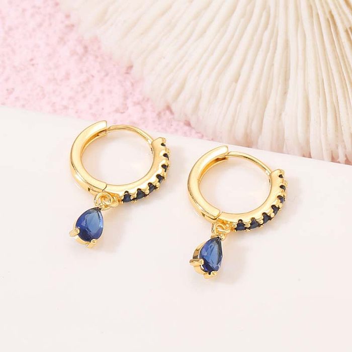 Simple Style Geometric Copper Earrings Zircon Copper Earrings