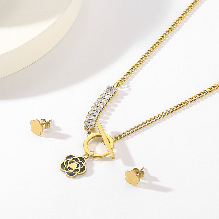 Schlichter Stil, Schmetterlings-Armband-Halskette mit Edelstahlbeschichtung und 18-karätigem Gold