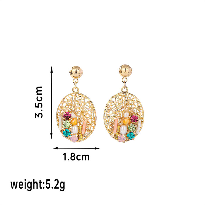 1 Pair Basic Flower Plating Inlay Copper Crystal Zircon 18K Gold Plated Ear Studs