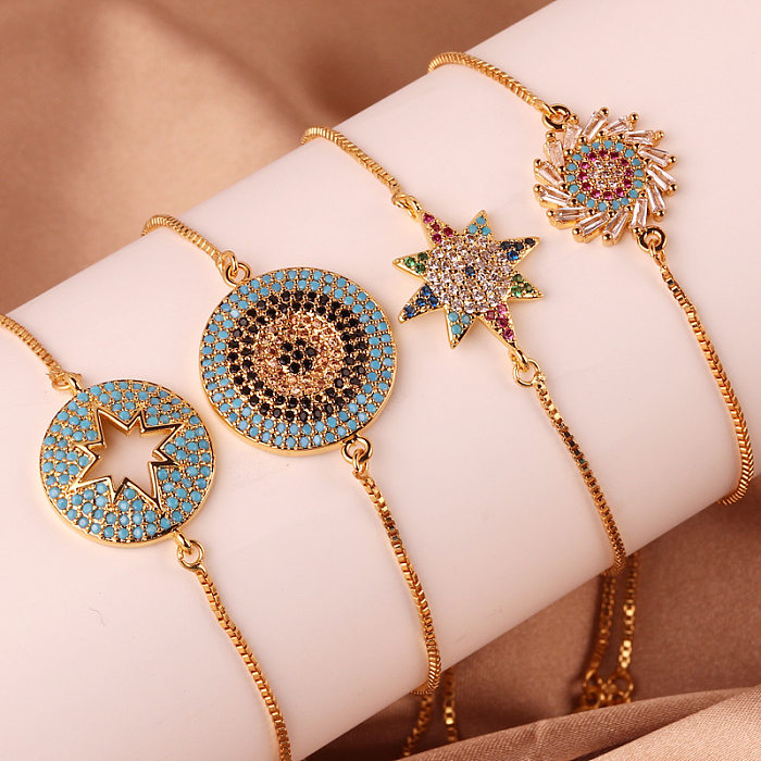 Fashion Color Block Copper Plating Inlay Zircon Bracelets 1 Piece