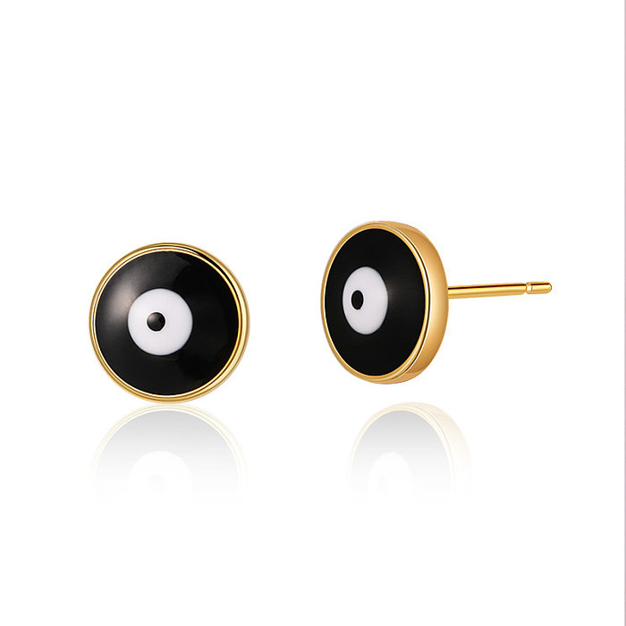 1 Pair Simple Style Eye Plating Copper 18K Gold Plated Ear Studs