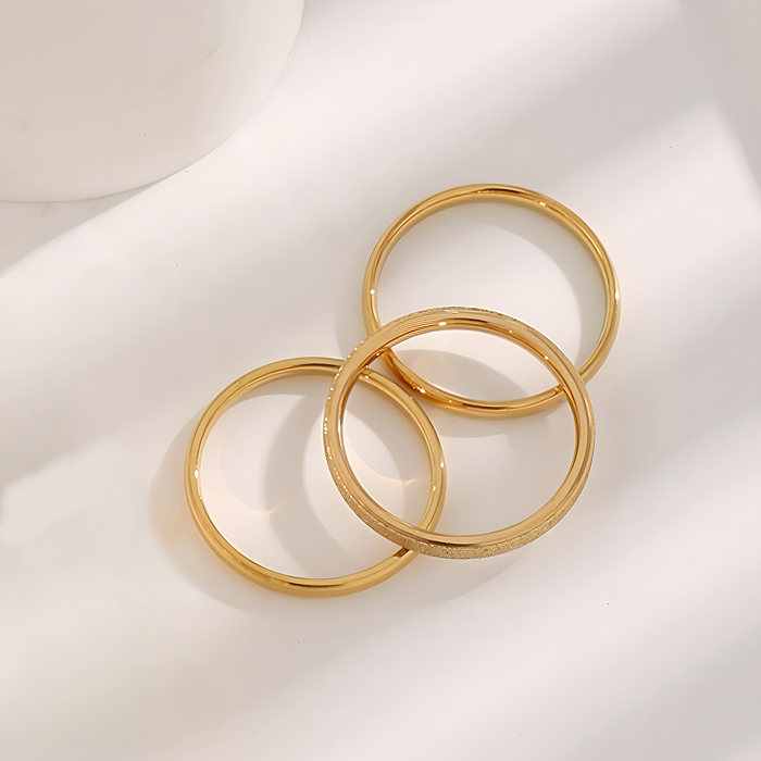 Simple Style Classic Style Solid Color Titanium Steel Plating Gold Plated Rings