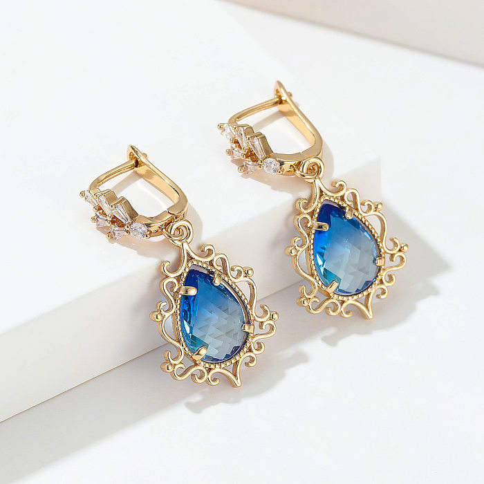 Fashion Geometric Copper Plating Hollow Out Artificial Crystal Earrings 1 Pair
