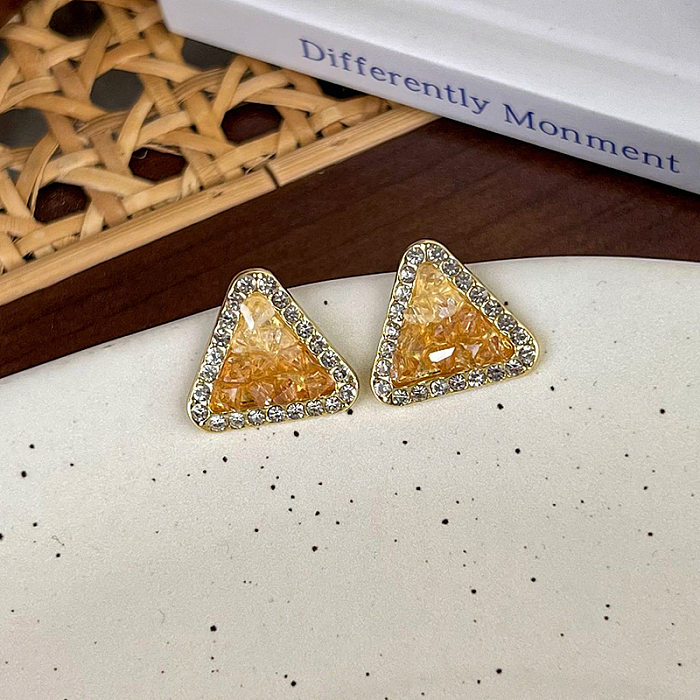 1 Pair Vintage Style Sweet Heart Shape Flower Butterfly Copper Inlay Rhinestones Earrings