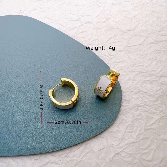 1 Pair Hip-Hop Retro Color Block Enamel Copper Earrings