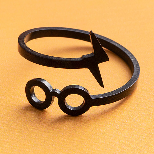 Óculos punk estilo vintage anéis abertos de aço inoxidável relâmpago
