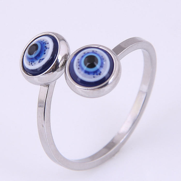 Simple Stainless Steel Devil Eye Opening Ring Wholesale jewelry