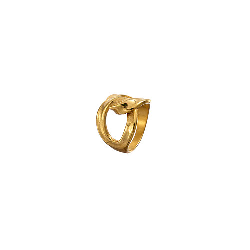 Wholesale Vacation Simple Style Solid Color Stainless Steel Plating Gold Plated Rings